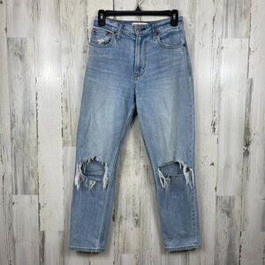 Abercrombie & Fitch The Mom High Rise Curve Love denim jeans size 24 distressed
